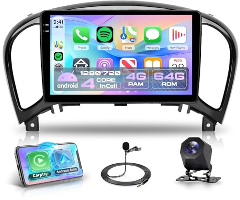 4G+64G Android Autoradio per Nissan Juke J15 2010-2019/YF15 Infiniti ESQ 2011-2017 Wireless Carplay Android Auto 9 Pollici Incell Touchscreen Radio GPS WiFi Bluetooth FM/RDS/EQ Telecamera Posteriore