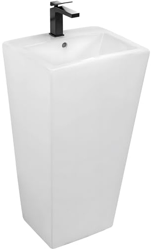 REA DARIA VASQUE AUTOPORTANTE SQUARE BLANC LAVABO SUR PIED EN CÉRAMIQUE