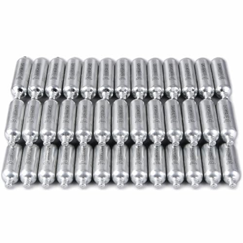 AirsoftManiacs - Bombona CO2 12g Puff Dino Pack 30 o 50 Unidades Plata, Cartuchos Gas Airsoft Pistolas Compatibles, Presión Estable Taiwan, Cápsulas Universal