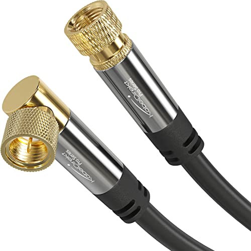 KabelDirekt – SAT Cable – Coaxial, Internet & Satellite TV/Aerial Cable, F-Connector – Designed in Germany – 90° angled/straight – 6m (Radio, DVB-T2/DVB-C/DVB-S2 – black)
