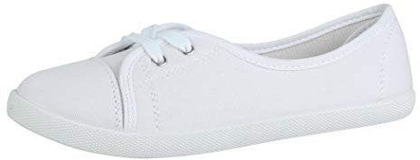 Elara Damen Ballerinas Sneaker Schnürer Chunkyrayan 1413 Weiss-38