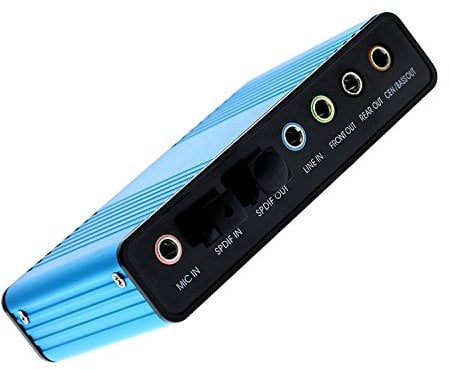 LEAGY 6 Channel External USB 5.1 Surround Sound Card for PC Laptop, Windows 10/8/7/XP, Blue