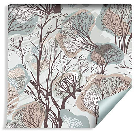 Muralo Papier Peint Arbres Automne et Forêt Vinyle Dessin Nature Végétation - 93746512