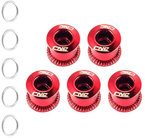 EASTERN POWER 5 Set Tornillos Plato Bicicleta, Tornillos Platos MTB,Tornillos Bici para Doble Plato Shimano/Sram,Rojo