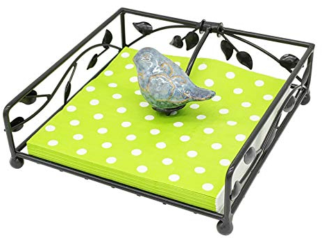 Owlgift Serviettenhalter aus Keramik, Vogel- und Metallblatt, flach One Size schwarz