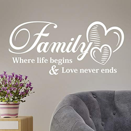 Family Where Life Begins Love Never Ends Wall Quote Sticker Motivational Living Room Decal Art Kitchen Stickers Bedroom Decor Quotes Tree Decoration Kid Photo Office Decals Vinyl Picture Home Mural