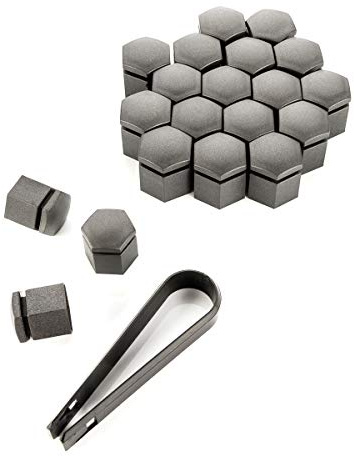 LST 20x Sechskant Radschraubenkappen Abdeckkappen Set 17 mm grau matt