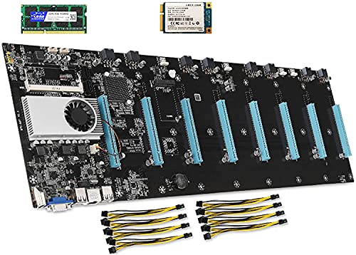 BTC-37 Mining Machine Motherboard with 8GB DDR3 1600Mhz RAM 128GB SSD 8*Power Cables,8 Gpu Crypto Etherum Mining Support, Compatible with Bitcoin (S37)