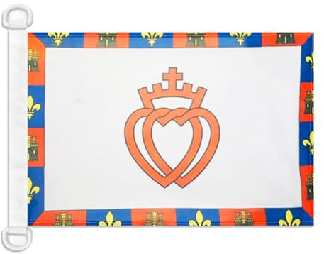 AZ FLAG - Drapeau Armoiries de la Vendée - 45x30 cm - Pavillon Nautique Vendéen Catholique Spécial Bateau Et Extérieur En Maille Bloquée Avec Anneaux Plastiques Intégrés - 30g