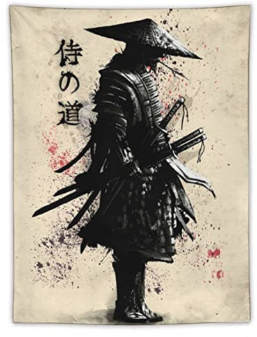 DCQFC Tapisserie murale japonaise samouraï à suspendre - Décoration murale pour chambre à coucher, salon, dortoir, pique-nique, 152,4 x 203,2 cm, 60pox80po