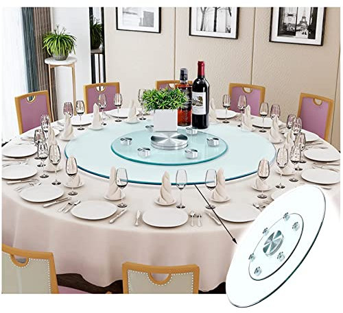 YZJYB Lazy Susan - Klarer drehbarer Küchendrehtisch 24 Zoll 32 Zoll 36 Zoll Runder Drehtisch Aluminiumlegierung Esstisch Serviertablett, Heavy Duty 360° Home Hotel Arbeitsplatte drehbar, geräuschl