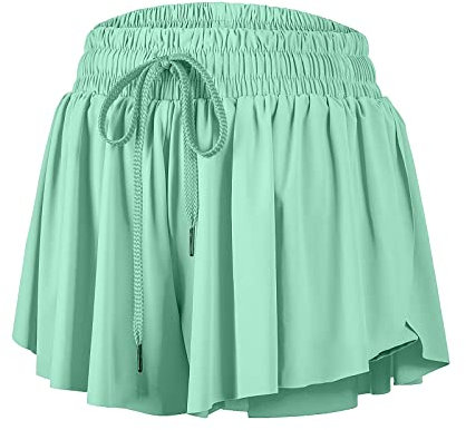 Blaosn Flowy Pantaloncini da basket da donna Palestra Yoga Atletico Allenamento Running Skort Esercizio Sudore Spandex Lounge Carino Teen Girls Gonna con Tasche Vestiti Trendy Casual Estate S Verde,