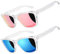 LINVO Sonnenbrille Herren Damen Polarisiert UV400 Klassisch Retro Eckig Sonnenbrille Verspiegelt für Fahren Angeln CAT 3 CE