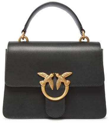 Pinko Love One Top Handle Mini Light, Borsa Donna, Z99Q Nero-Antique Gold, U