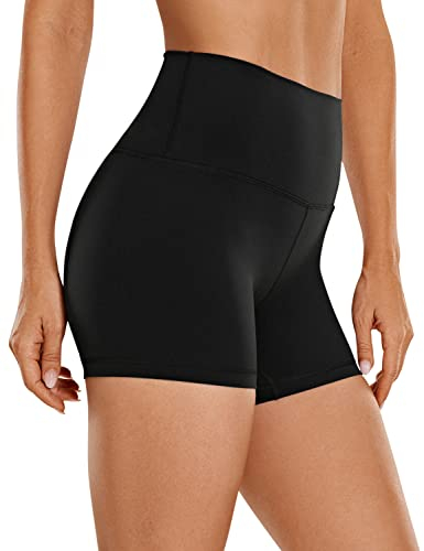 CRZ YOGA Butterluxe Damen Radlerhose Kurze Sporthose High Waist Yoga Sommer Shorts Laufshorts Fitness Hose - 10cm Schwarz 36