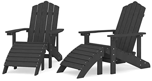 Gecheer Adirondack Gartenstuhl 2 STK.mit Hockern Gartensessel Sitzgruppe Gartenmöbel Liegestuhl Garten-Essstühle Sonnenliege Gartenliege Liege für Drinnen & Outdoor
