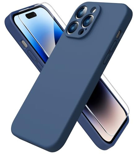 ACRONIX Compatible with iPhone 14 Pro Max Case 6.7,with 1 x Screen Protector, Silky-Soft Touch Liquid Silicone Case Cover for iPhone 14 Pro Max-Storm Blue