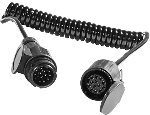 ETUKER 13 poliges Anhänger Verlängerungskabel,Spiral adapterkabel mit 13 polig stecker auf 13 polig Steckdose, Verlängerungskabel für Anhängerplatinen,2,8 m Arbeitslänge