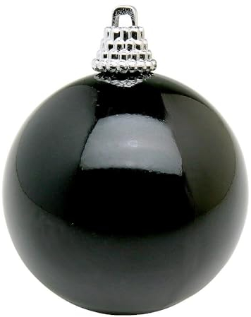 Deco Woerner Glänzende, Schwarze Weihnachtskugeln aus Kunststoff, 20 cm Ø - per Stück