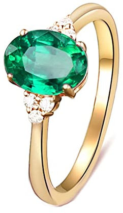 ANAZOZ Eheringe Damen Gold 750, Smaragd Ringe 1,25 Karat Ring Geburtsstein Mai Verlobungsring Damen Personalisierte