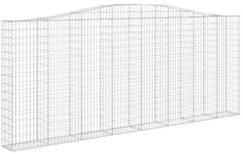 vidaXL Arched Gabion Basket Outdoor Garden Barrier Stone Cage Retaining Wall Gabion Cage Wire Fence 400x30x160/180 cm Galvanised Iron