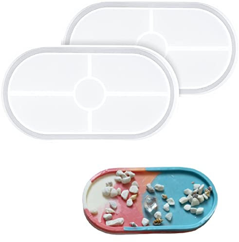 Moule en Silicone Transparent pour Plateau Ovale - 2 Pièces - Pour Résine Époxy, DIY Dessous-de-Verre