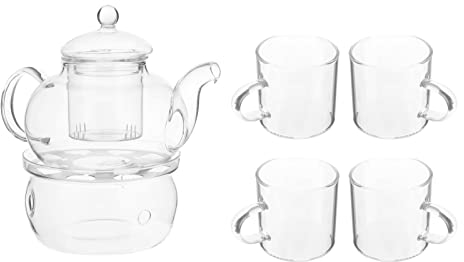 AAGAZA 1 Set Set Borosilicate Heat Resistant Ornament Stovetop Strainer Tea Maker Cups Removable Coffee Gift for Home B/1981