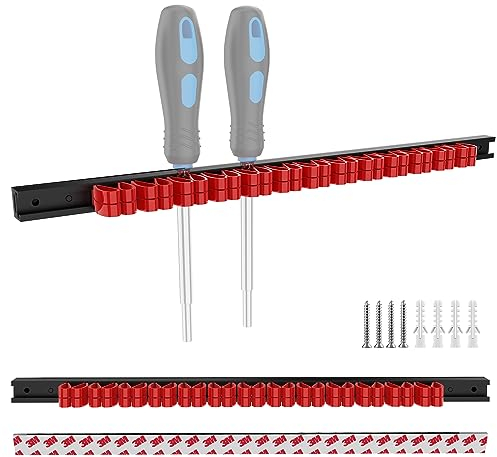 3-H Magnetischer Schraubendreherhalter, magnetischer Werkzeughalter, Schraubendreher-Organizer, professionelle Qualität, für bis zu 13 Schraubendreher, 35,6 cm (2 rot)