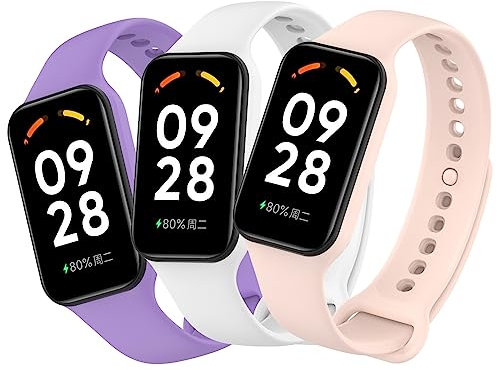 Xisair 3 Pièces Bracelets Compatible avec Xiaomi Smart Band 8 Active, Redmi Smart Band 2 Bracelet en Silicone pour Redmi Band 2 Bracelet de Montre de Sport pour Montres Xiaomi Band 8Active Bracelet