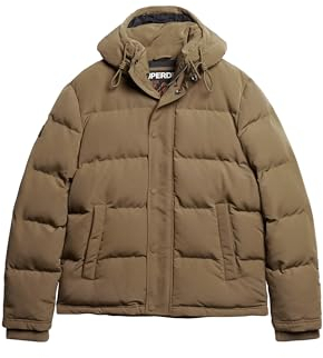Superdry Herren EVEREST SHORT HOODED PUFFER A4 – gepolstert, Sandstone Brown,