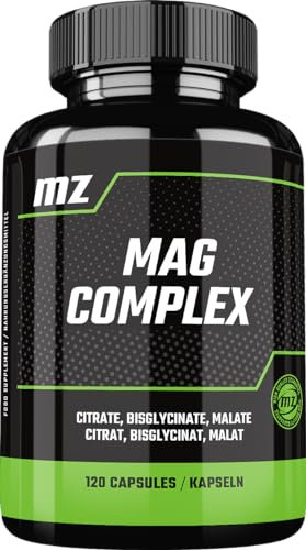 Magnesium Complex - 200 mg elementares Magnesium pro Tagesdosis - 120 vegane Kapseln - Magnesiumcitrat, Malat, Diglycinat und Vitamin B6-2 Monatsvorrat - von MZ