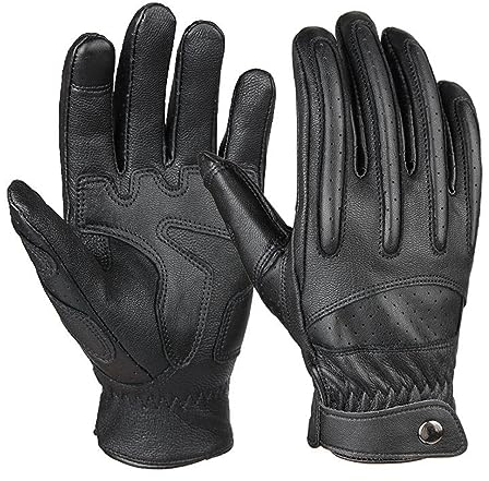 Wvapzxx Motorrad-Handschuhe Aus Echtem Schaffell-Leder, Atmungsaktiv, Mit Touchscreen, Für Rennen, Reiten, Motocross