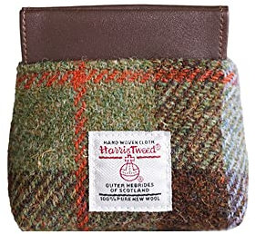 TAILORMAP Harris Tweed Geldbörse Lippenstiftbeutel, Wolle, PU-Leder, tragbare Kosmetiktasche für Damen, Amazonas, Kunst