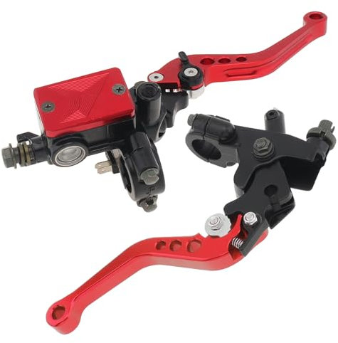 Windance Palanca de embrague de cilindro maestro de freno de manillar de motocicleta de 22 mm para Honda Kawasaki/Suzuki/Yamaha, bombas de freno izquierda y derecha de aleación de aluminio (rojo)