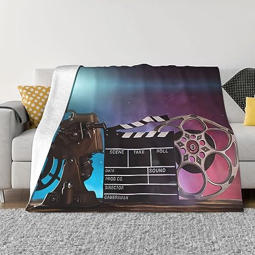 DEHIWI Movies Clapperboard Throw Blanket Ultra-Soft Cozy Warm Flanell Fleece Blanket Light Weight Plush Blanket For Bed Couch Chair Living Room All Seasons 50X40