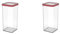 Rotho Loft quadratische Vorratsdose 1,5l mit Deckel und Dichtung, Kunststoff (SAN) BPA-frei, transparent/rot, 1,5l (10,0 x 10,0 x 21,4 cm) (Packung mit 2)