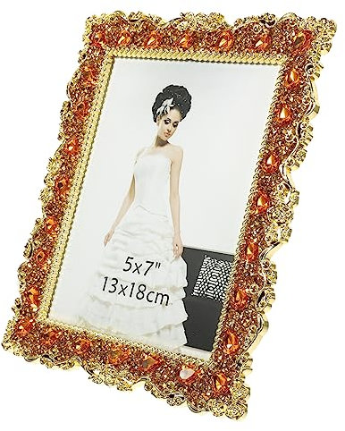 Amosfun Fotorahmen 7 Strass Elegante Desktop Bilderrahmen