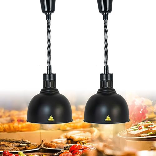 Lampada Scaldavivande, Lampada Riscaldante Cucina, Lampada Riscaldante per Alimenti Regolabile, Lampada Termica Riscaldante con Lampadina da 250W per Cucine e Buffet(Size:2pcs)