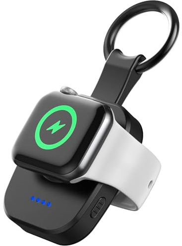 Portable Wireless Watch Charger for Apple Watch, Compact Magnetic Pocket Keychain Travel Design 3000mAh Fast Watch Charging Extra Power Bank Compatible with iWatch Series
