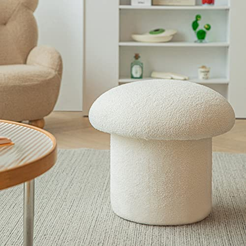 POYHKFD Pilz-Fußhocker, Pilz-Ottomane, Runder Fußstützenhocker, Osmanische Fußstütze für Couch, Schlicht, Modern, Elastisch, Bequem, Pilzform, Osmanischer Hocker für Zuhause, Sofa, Bank(Weiß)