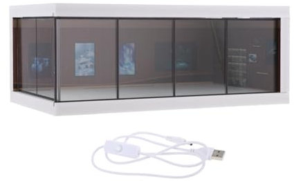 Qianly Présentoir de Parking 1:64, vitrine de Garage de véhicule, vitrine de collection éclairée pour modèles de voitures, accessoire d'aménagement, noir