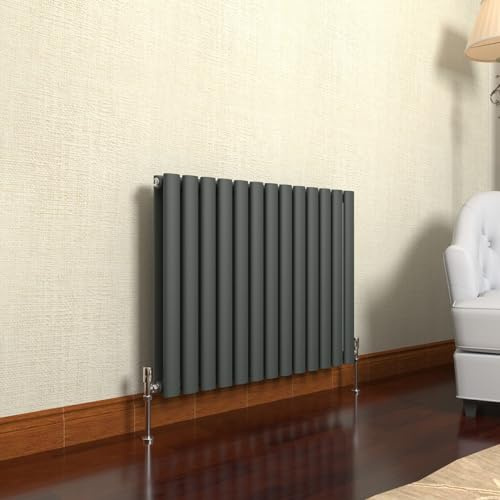 GY Bath Horizontal Radiator Anthracite Oval Column Designer 600x767mm Double Modern Central Heating Rads