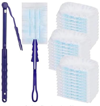 Feelhap 50 Plumero Atrapapolvo,Plumero Limpieza con 2 Mango, Plumero Duster Kit Recambio de Plumeros Desechables, Plumero de Microfibra para Limpieza de Polvo en el Hogar y la Oficina