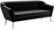 MEBLINI Mini Sofa 3-Sitzer für Wohnzimmer - Mini Lounge für drei Personen - Küchensofa - Sofa Klein - KAIA - 3 - Schwarz Samt