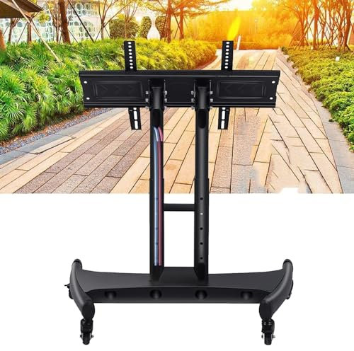 Mobile TV Mount Stand - Low Height Monitor Cart, Heavy Duty TV Cart Stand, Mobile TV Cart on Wheels, 0-90° Angle Adjustment, for 32-75 Inch Flat Curved Screen TV