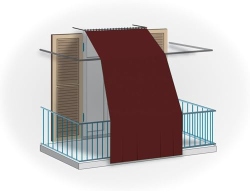Tenda da balcone in poliestere per protezione dal sole e pioggia con ganci e borchie per il montaggio (BORDEAUX, 150X300 CM)