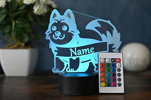 Optechvisual Personalisiertes LED-Nachtlicht Hund & Wolf Geschenk für Hundeliebhaber, Ideal für Kinderzimmer deko