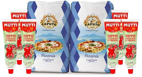 Caputo - Harina Italiana Pizzeria Tipo 00 2Kg + Mutti - Concentrado de tomate doble 130 GR x 6 uds - Pack Pizza Perfecta Promoo