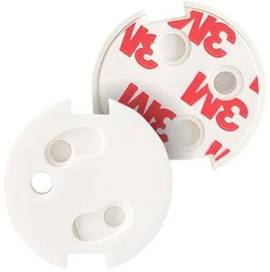 CotSafe [10 unidades] Protector de Enchufe Compatible con enchufes Tipo C y E. Mecanismo de Giro y Adhesivo 3M, Ideal para Bebés y Niños Pequeños. Certificado CE para seguridad infantil. Color Blanco.