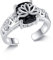 DAYLINLOVE Schwarzer Turmal Ring 925er Sterling Silber Lotus Verstellbarer Offener Daumen Ring Schwarzer Turmal Blume Hochzeit Verlobung Schmuck Geschenk für Damen Mädchen Frauen Mutter Lotusliebhaber